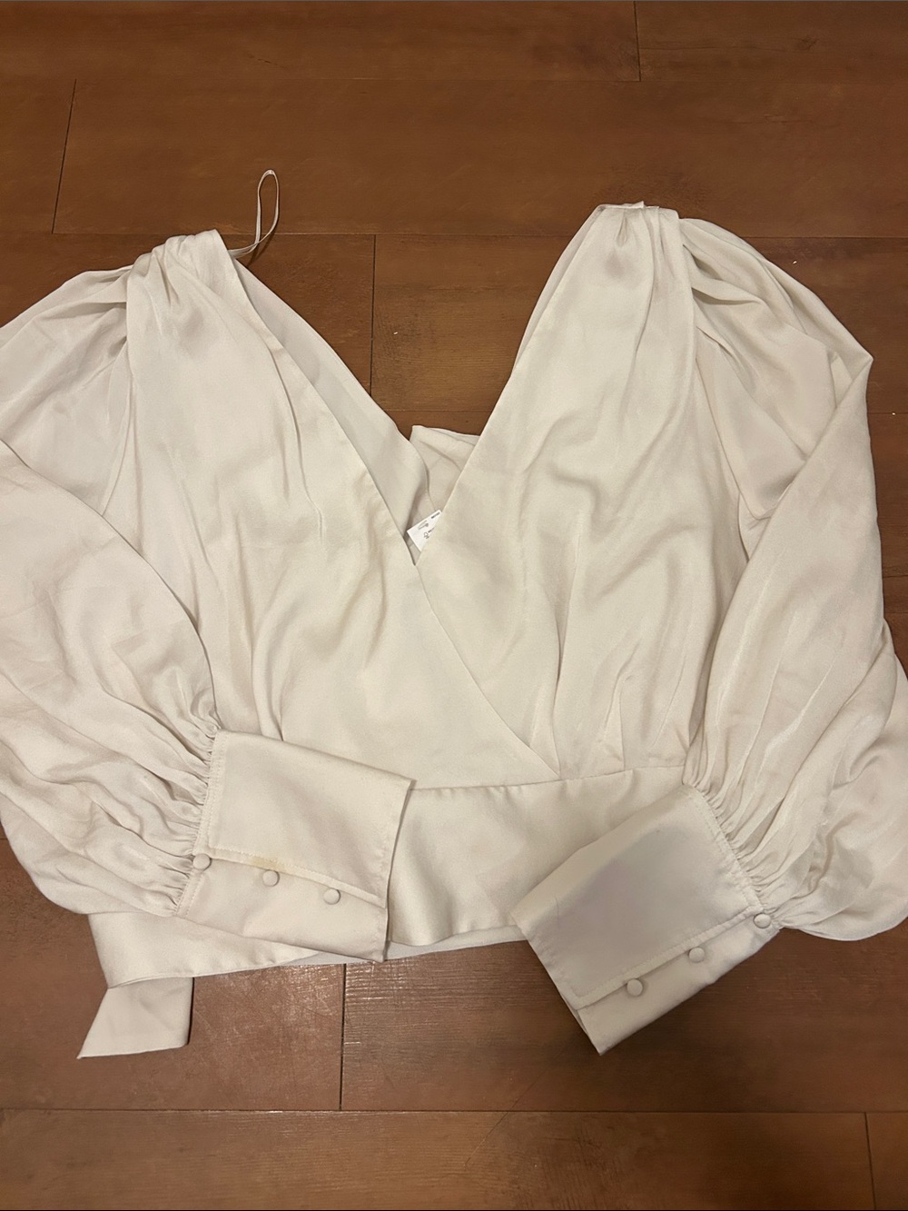 Banana Republic Cream V-Neck wrap Puff Sleeve Blouse